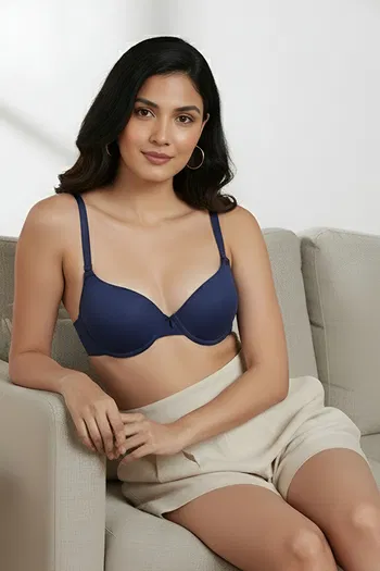 Buy Zivame Push-Up Wired Medium Coverage T-Shirt Bra - Blue Depth